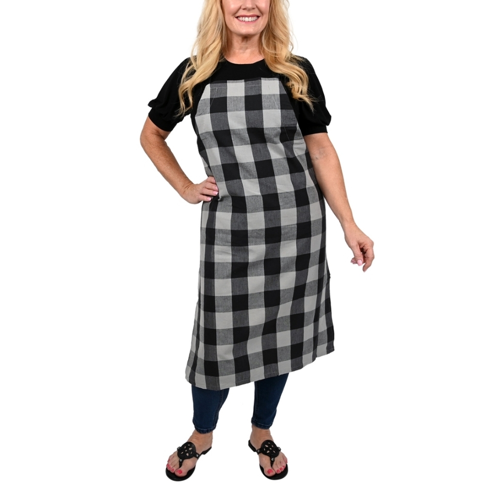EMERIL Lagasse Black & Grey Check Pattern Adult Apron (27x36
